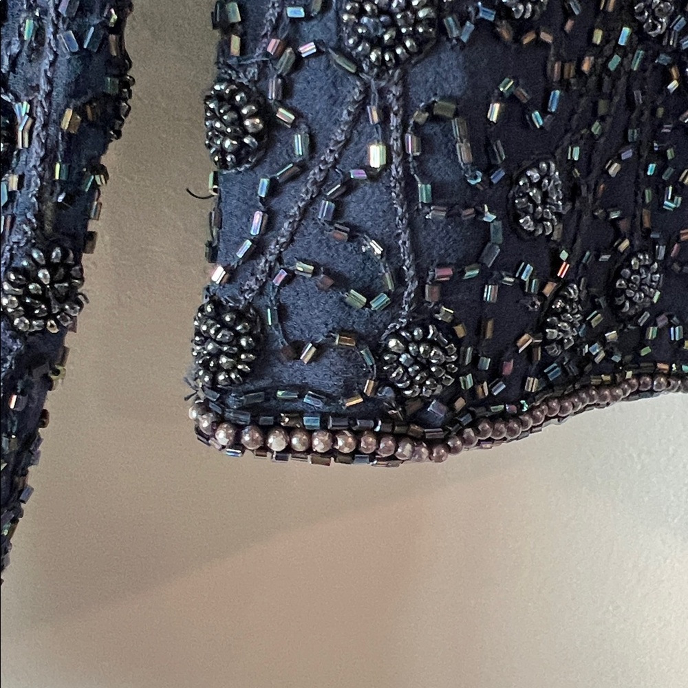 Adrianna‎ Papell - Navy Beaded Silk Formal Shell - 8 - Picture 5 of 10